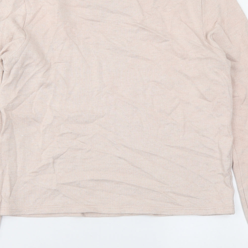 Fashion House Womens Pink Polyester Basic Blouse Size 10 Boat Neck - Make a wish