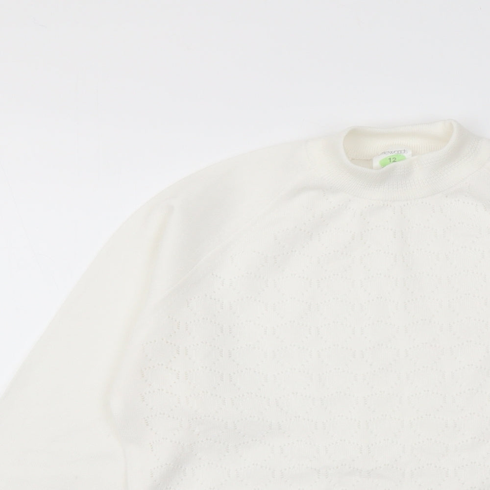 Littlewoods Womens Ivory Mock Neck Polyester Pullover Jumper Size 12