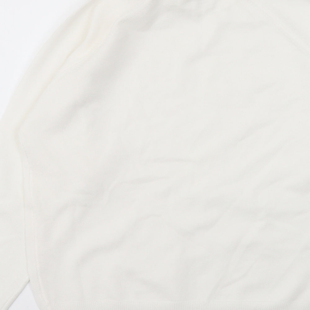 Littlewoods Womens Ivory Mock Neck Polyester Pullover Jumper Size 12