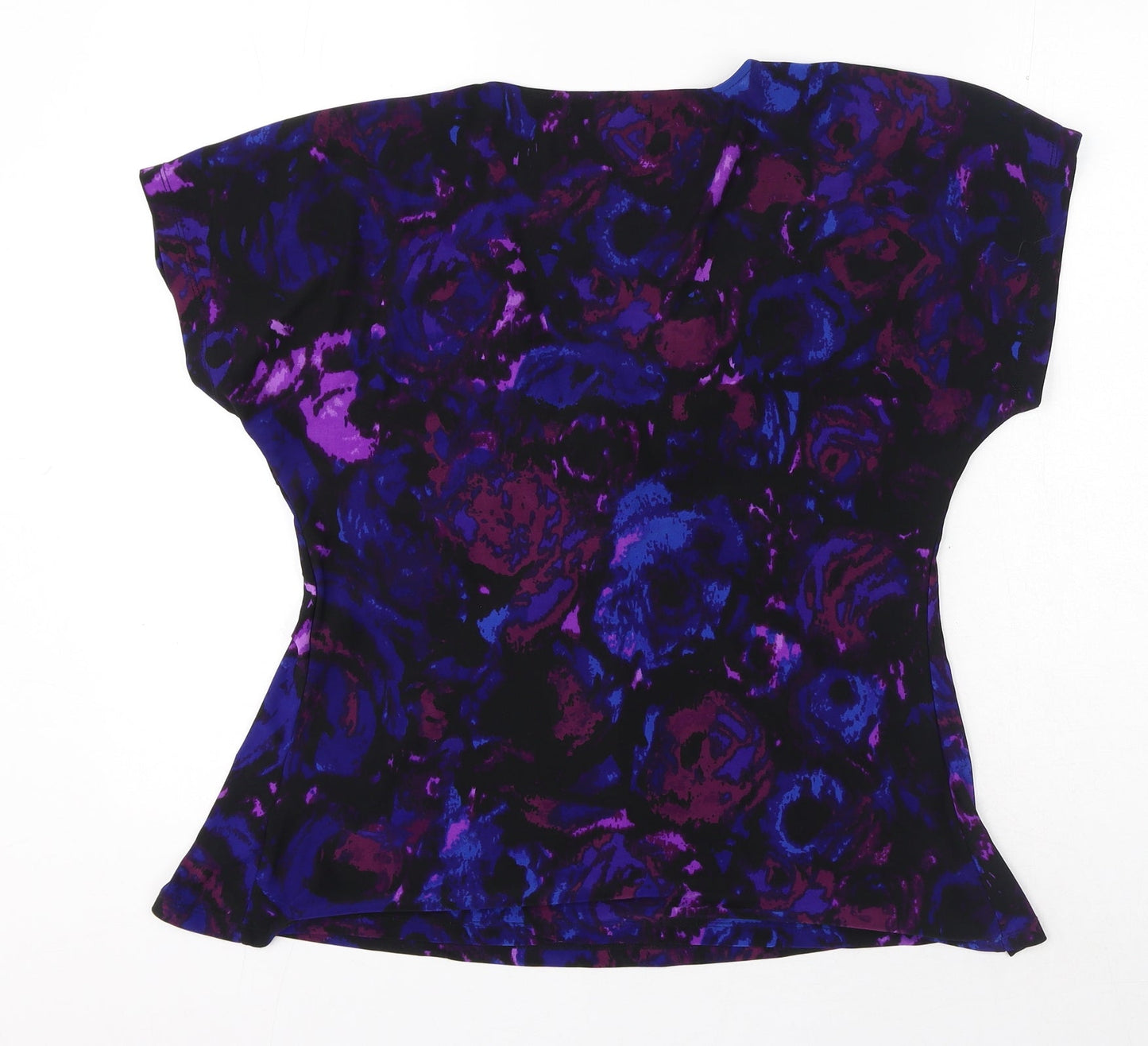 BEECHERS BROOK NEW YORK Womens Multicoloured Geometric Polyester Jersey T-Shirt Size L V-Neck