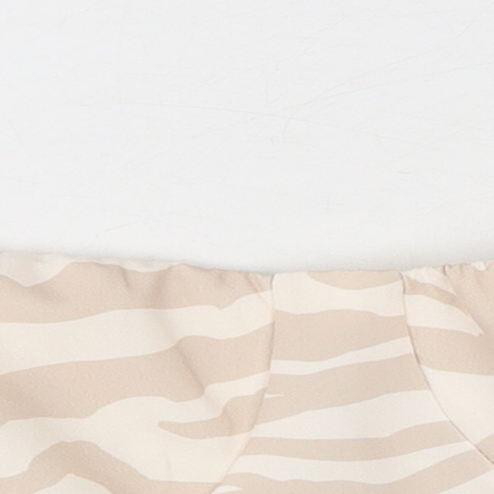 Boohoo Womens Beige Animal Print Polyester Cropped Tank Size 10 Off the Shoulder - Zebra Print