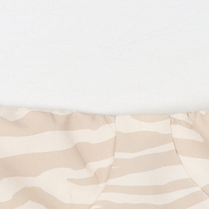 Boohoo Womens Beige Animal Print Polyester Cropped Tank Size 10 Off the Shoulder - Zebra Print