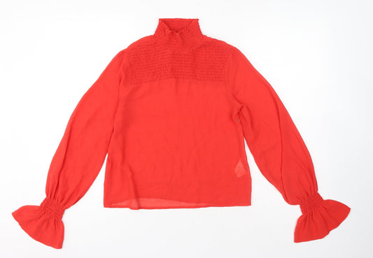 Womens UK Size XS Monki Red Basic Blouse