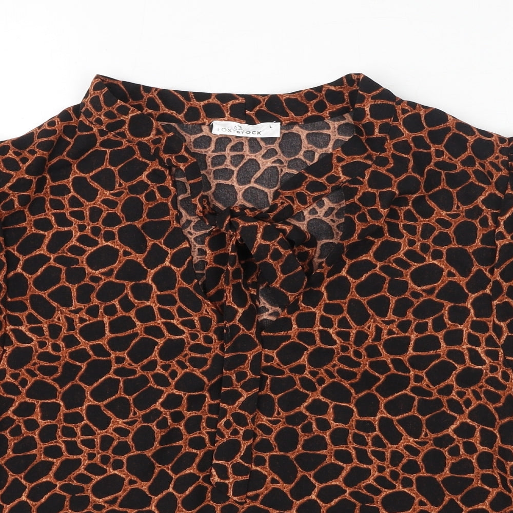 Womens UK Size L LOSTSTOCK Black Basic Blouse