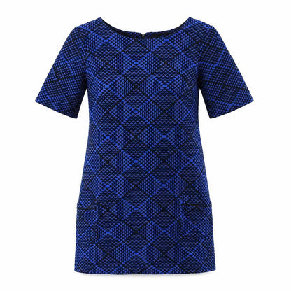 Wallis Womens Blue Geometric Polyester Mini Size S Round Neck Zip