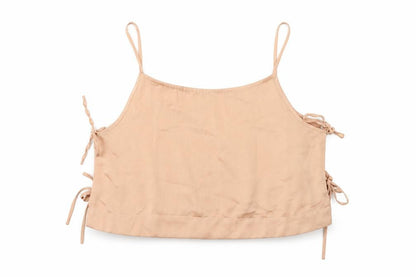 Topshop Womens Gold Polyester Cropped Tank Size 10 Square Neck - Tie Detail