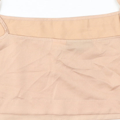 Topshop Womens Gold Polyester Cropped Tank Size 10 Square Neck - Tie Detail
