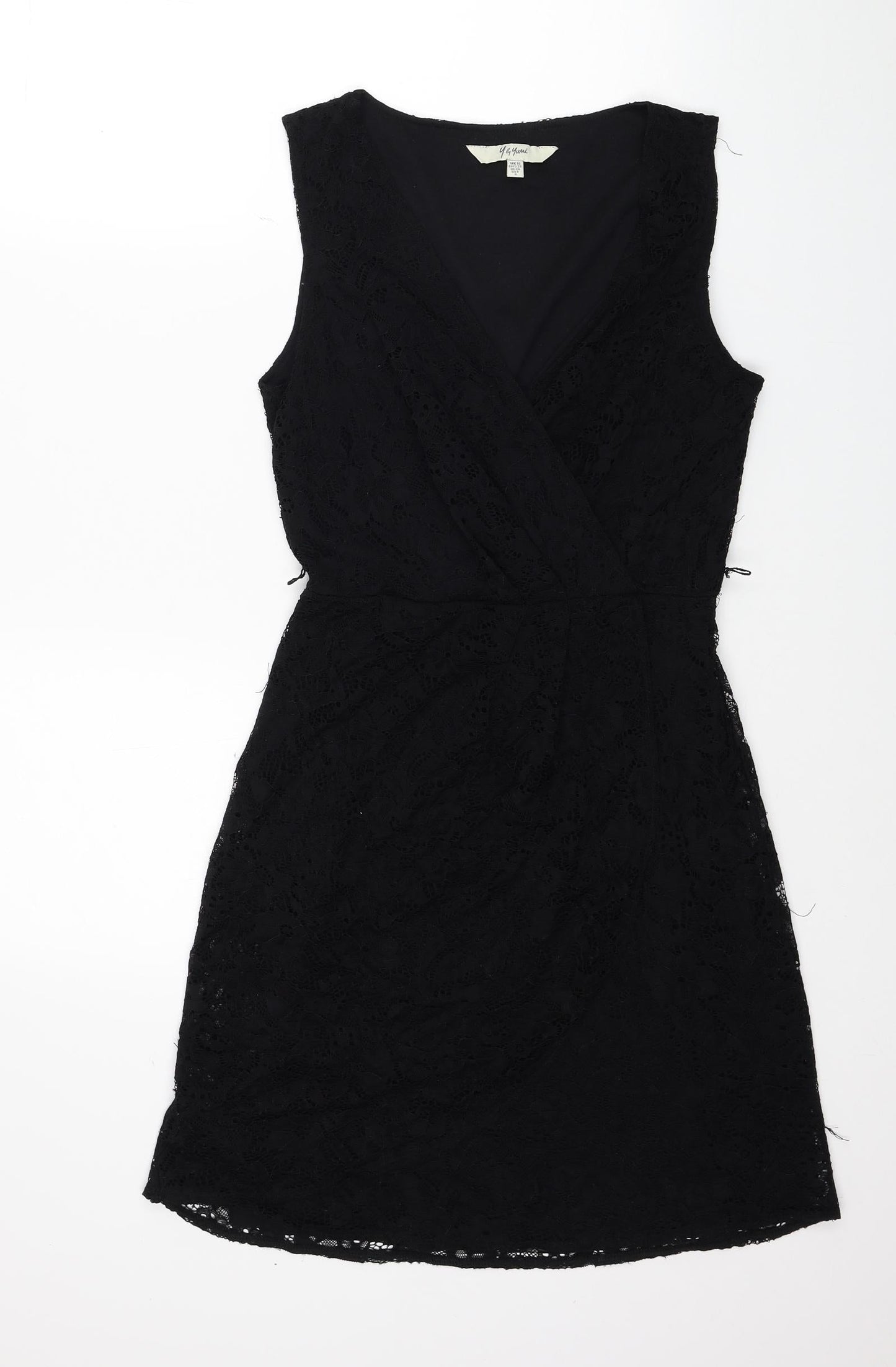 Yuni Womens Black Cotton Fit & Flare Size 10 V-Neck Pullover