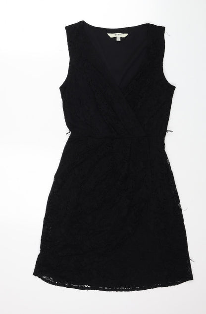 Yuni Womens Black Cotton Fit & Flare Size 10 V-Neck Pullover