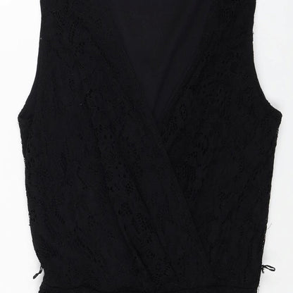 Yuni Womens Black Cotton Fit & Flare Size 10 V-Neck Pullover