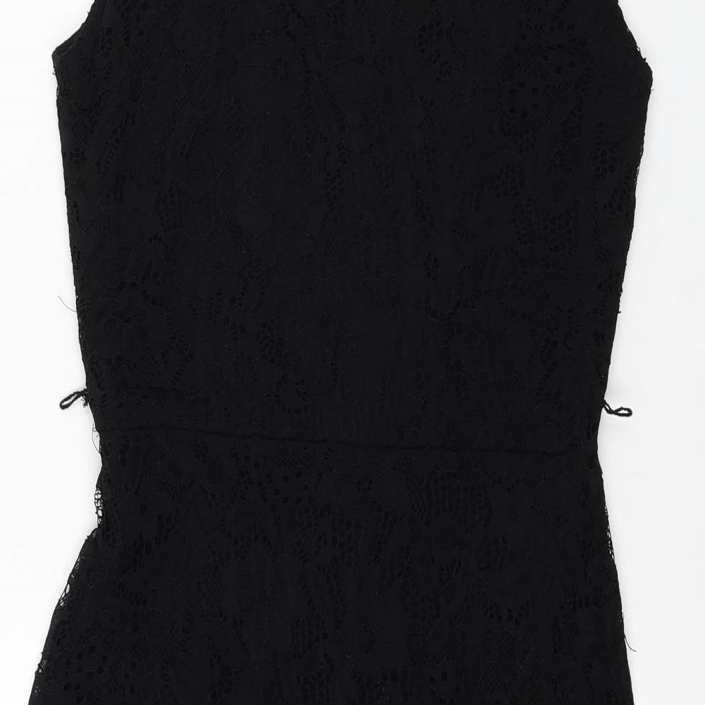 Yuni Womens Black Cotton Fit & Flare Size 10 V-Neck Pullover