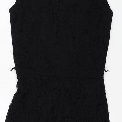 Yuni Womens Black Cotton Fit & Flare Size 10 V-Neck Pullover