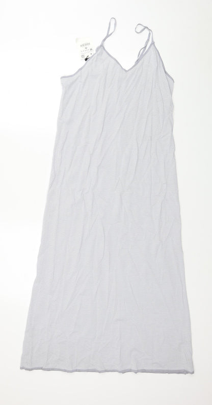 Zara Womens Grey Striped Viscose Tank Dress Size S V-Neck Pullover