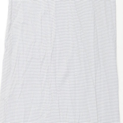 Zara Womens Grey Striped Viscose Tank Dress Size S V-Neck Pullover