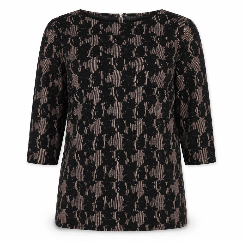 Womens UK Size 12 Nutmeg Black Tunic Blouse