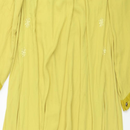 Ethanic Womens Yellow Polyester Maxi Size S Round Neck Button