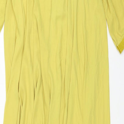Ethanic Womens Yellow Polyester Maxi Size S Round Neck Button