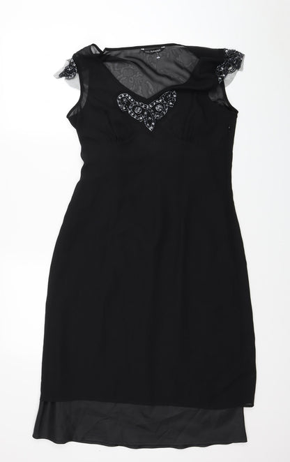 Autograph Womens Black Polyester A-Line Size 10 V-Neck Zip