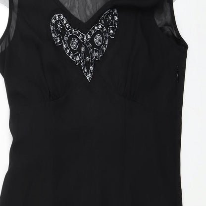 Autograph Womens Black Polyester A-Line Size 10 V-Neck Zip