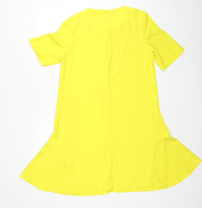 Warehouse Womens Yellow Polyester A-Line Size 10 Round Neck Zip