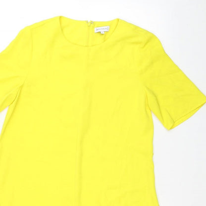 Warehouse Womens Yellow Polyester A-Line Size 10 Round Neck Zip