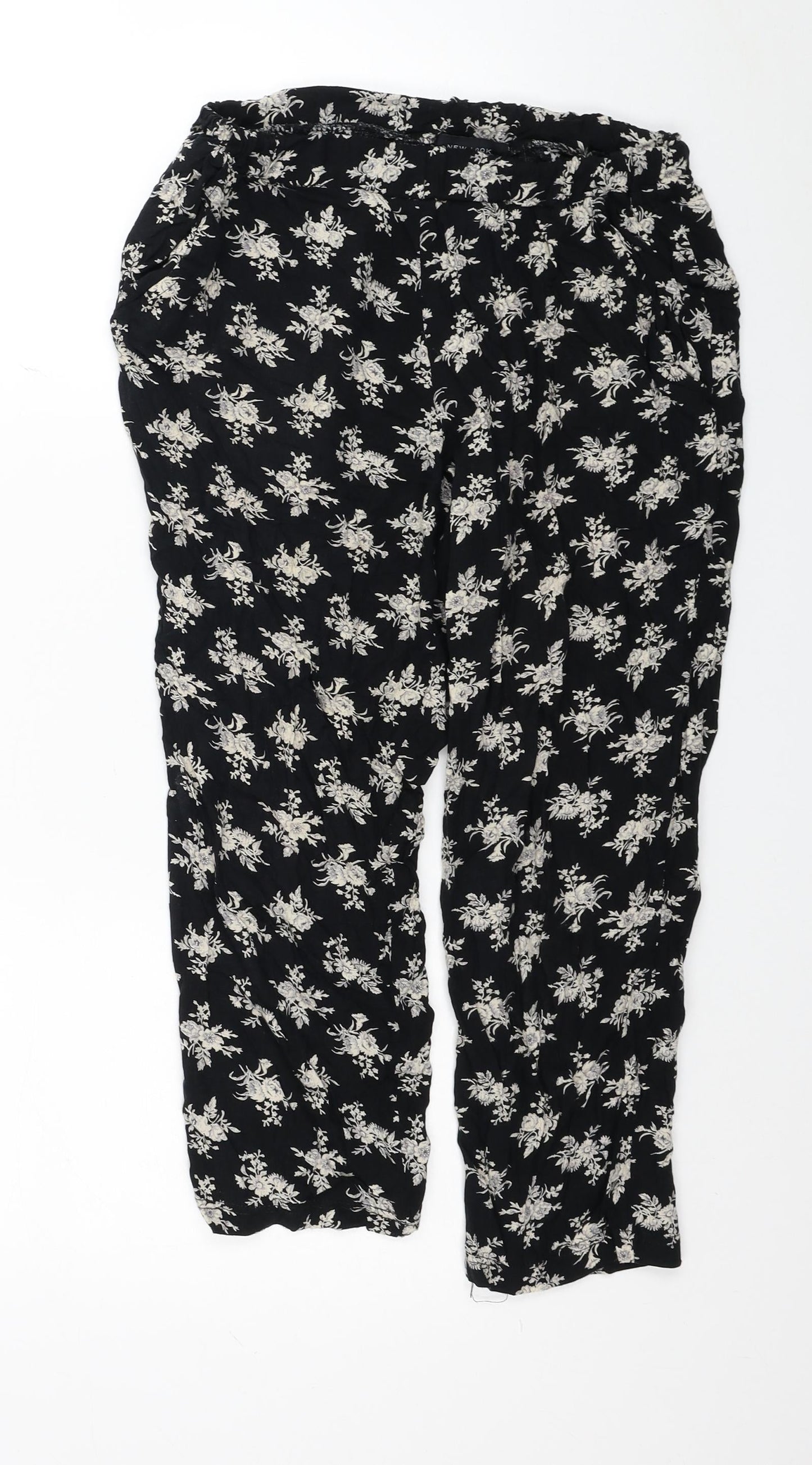 Womens UK Size 10 New Look Regular Fit Harem Black Trousers