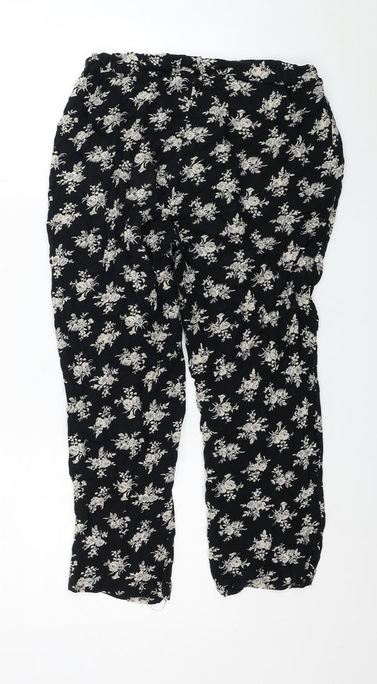 New Look Womens Black Floral Viscose Harem Trousers Size 10 L20 in Regular