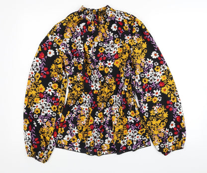 Outrageous Womens Multicoloured Floral Polyester Tunic Blouse Size 12 Round Neck