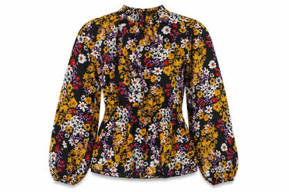 Outrageous Womens Multicoloured Floral Polyester Tunic Blouse Size 12 Round Neck