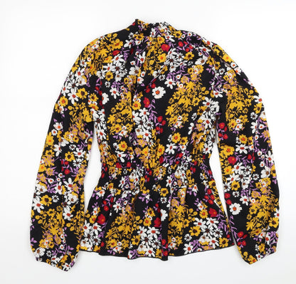Outrageous Womens Multicoloured Floral Polyester Tunic Blouse Size 12 Round Neck