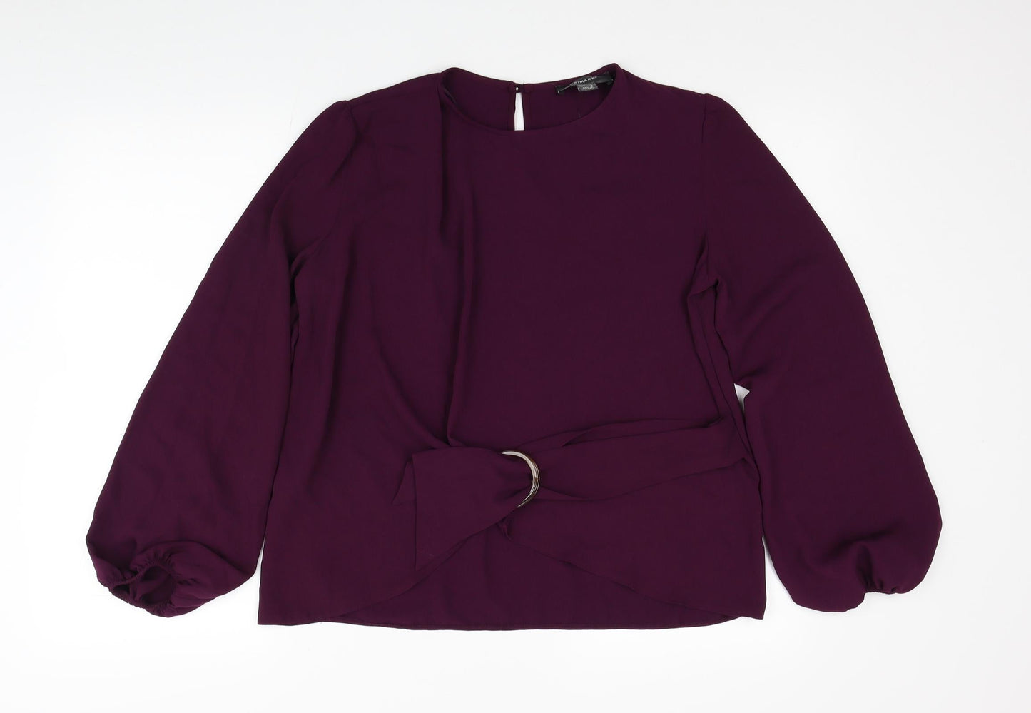 Primark Womens Purple Polyester Basic Blouse Size 6 Round Neck