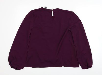 Primark Womens Purple Polyester Basic Blouse Size 6 Round Neck