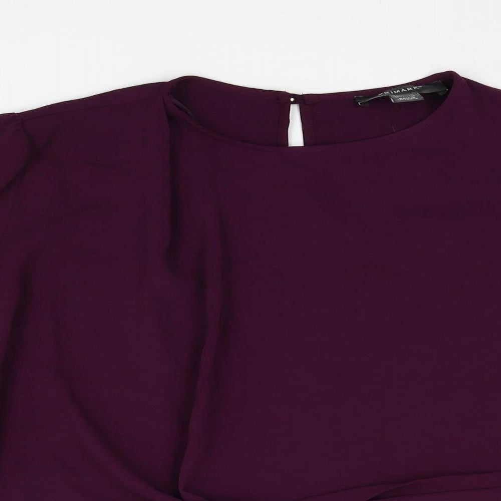 Primark Womens Purple Polyester Basic Blouse Size 6 Round Neck