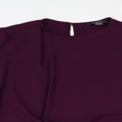 Primark Womens Purple Polyester Basic Blouse Size 6 Round Neck