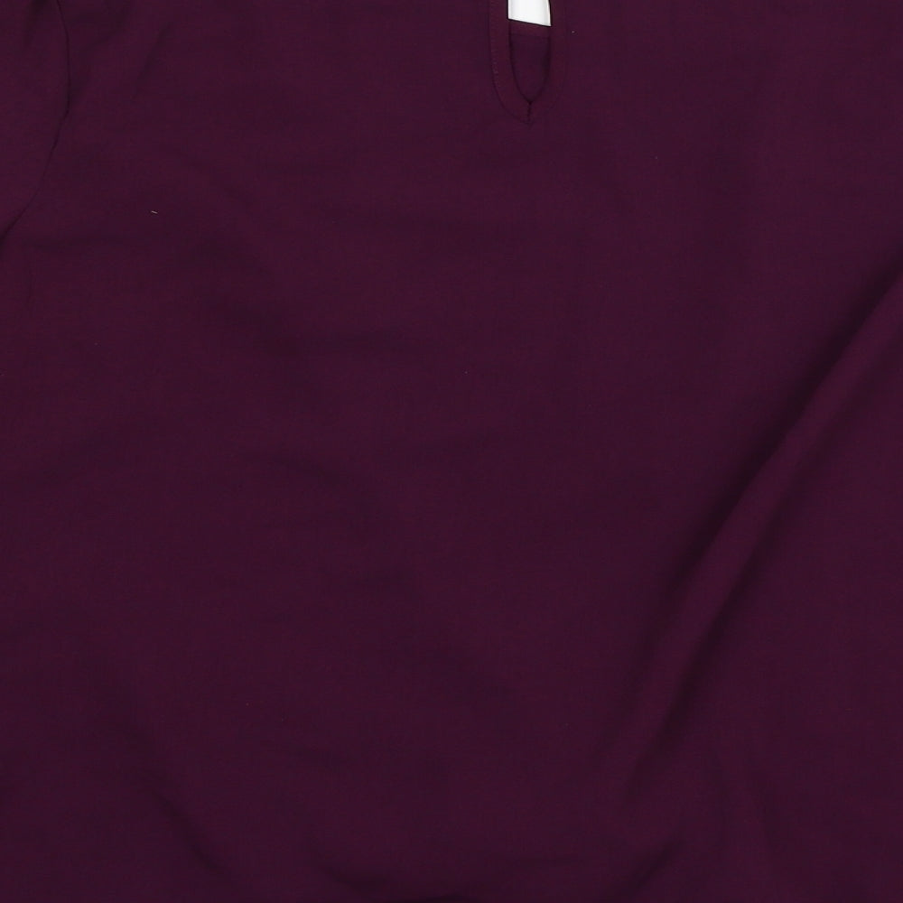 Primark Womens Purple Polyester Basic Blouse Size 6 Round Neck