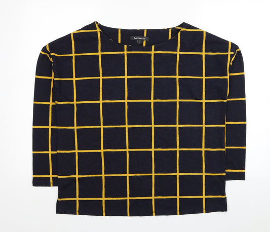 Bonmarché Womens Blue Geometric Polyester Basic Blouse Size 12 Round Neck