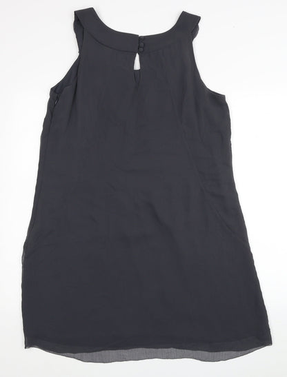 Kaliko Womens Grey Polyester A-Line Size 12 Round Neck Button - Roses