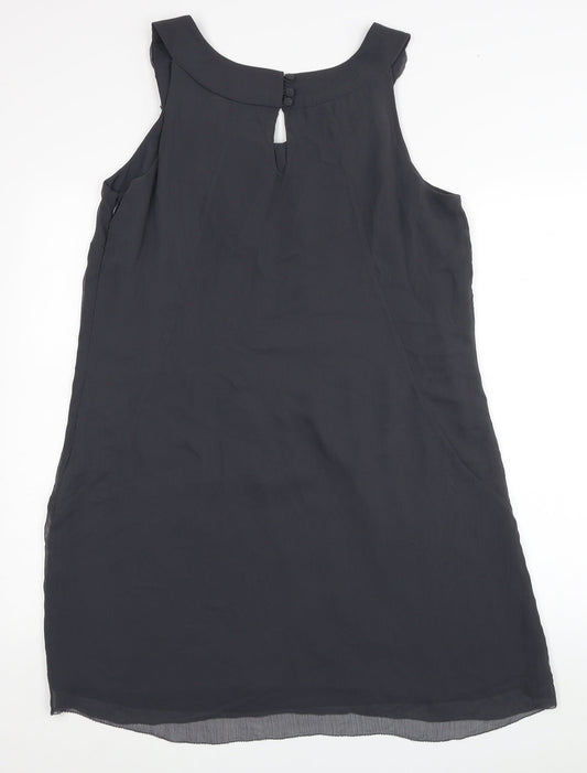 Kaliko Womens Grey Polyester A-Line Size 12 Round Neck Button - Roses