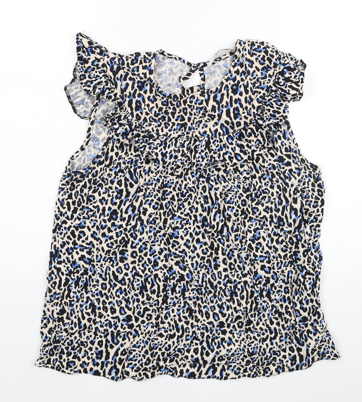 TU Womens Multicoloured Animal Print Viscose Basic Blouse Size 12 V-Neck