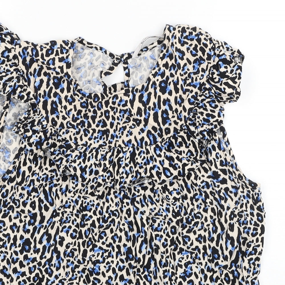 TU Womens Multicoloured Animal Print Viscose Basic Blouse Size 12 V-Neck