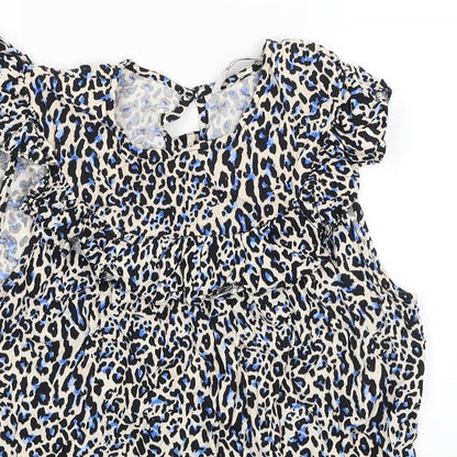 TU Womens Multicoloured Animal Print Viscose Basic Blouse Size 12 V-Neck