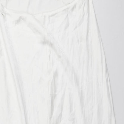 Zara Womens White Polyester Slip Dress Size XL Square Neck Zip