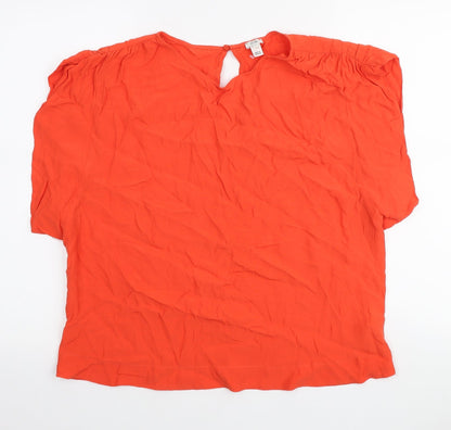 Womens UK Size 14 River Island Orange Basic T-Shirt
