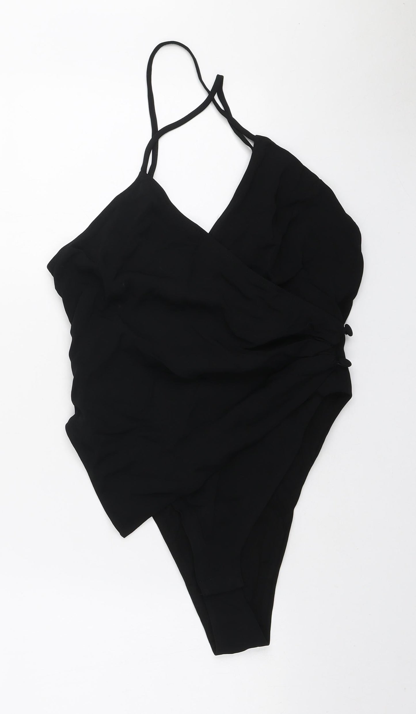 Zara Womens Black Polyester Bodysuit One-Piece Size S Button