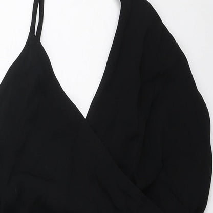 Zara Womens Black Polyester Bodysuit One-Piece Size S Button