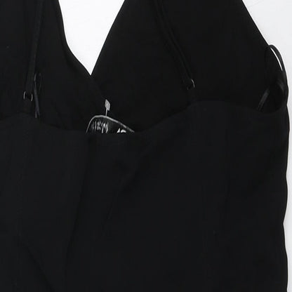 Zara Womens Black Polyester Bodysuit One-Piece Size S Button