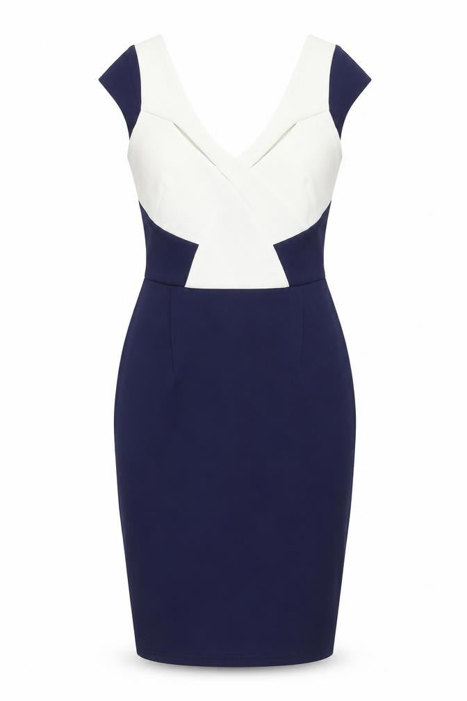 Lipsy Womens Blue Colourblock Polyester Bodycon Size 8 V-Neck Zip