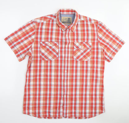 Mens UK Size L Marks and Spencer Orange  Button-Up Short Sleeve Casual Shirt