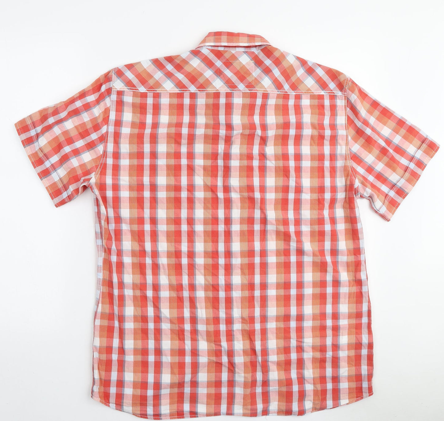Mens UK Size L Marks and Spencer Orange  Button-Up Short Sleeve Casual Shirt