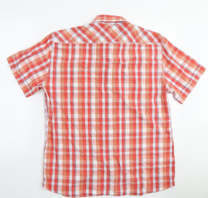 Mens UK Size L Marks and Spencer Orange  Button-Up Short Sleeve Casual Shirt